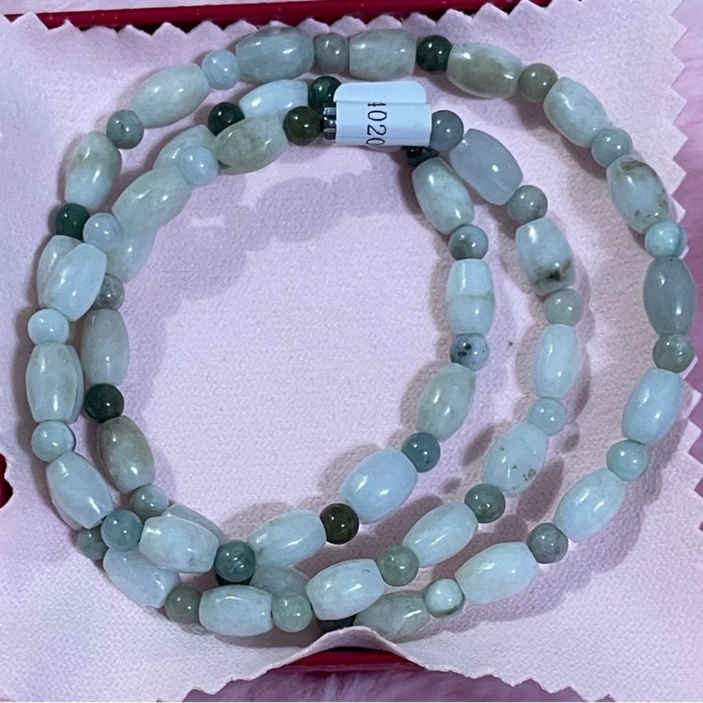 Certified 100% Natural 20” Light Green Jade Jadeite Beads Necklace